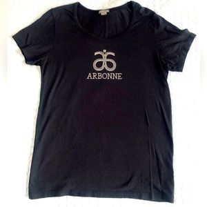 Woman’s bejeweled Arbonne logo black soft T-shirt